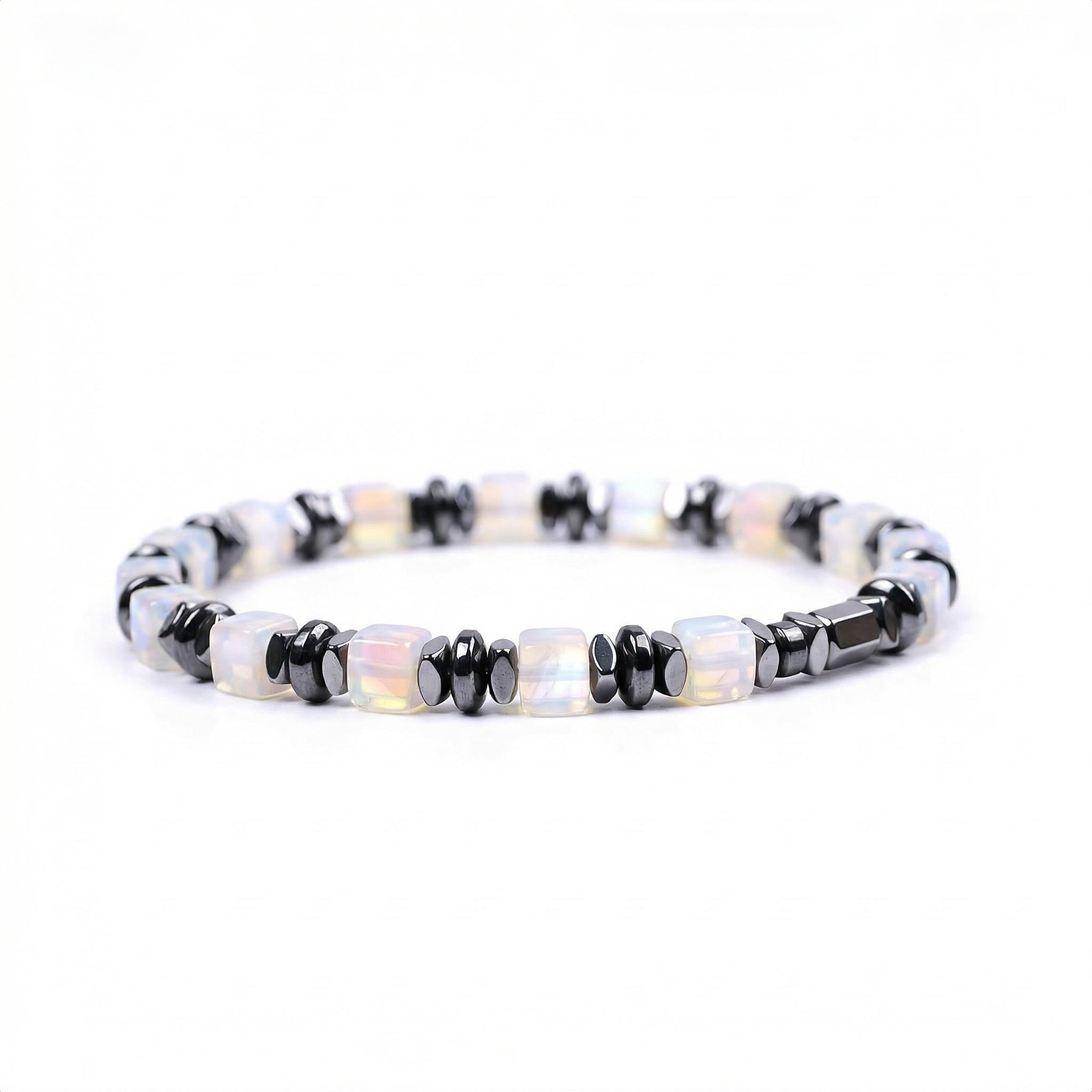 Natural 4mm Hematite Cube Beads Stretch Bracelet – Stackable Spacer Bracelet for Women & Girls, Healing Stone Jewelry, Minimalist Gift