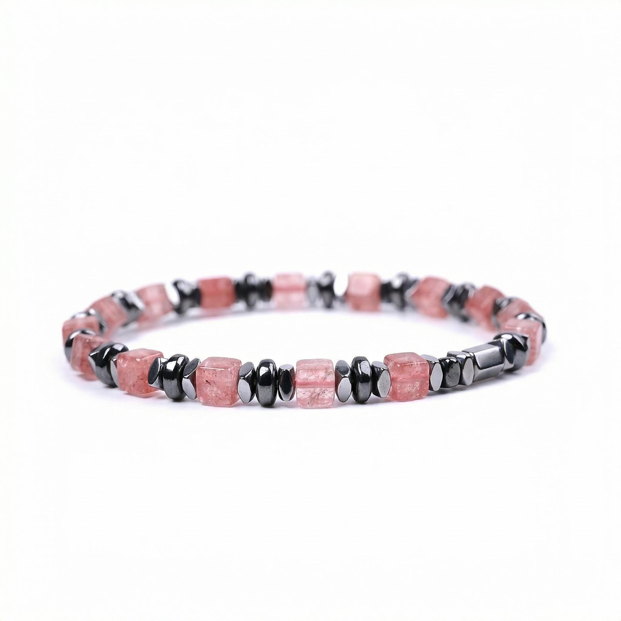 Natural 4mm Hematite Cube Beads Stretch Bracelet – Stackable Spacer Bracelet for Women & Girls, Healing Stone Jewelry, Minimalist Gift