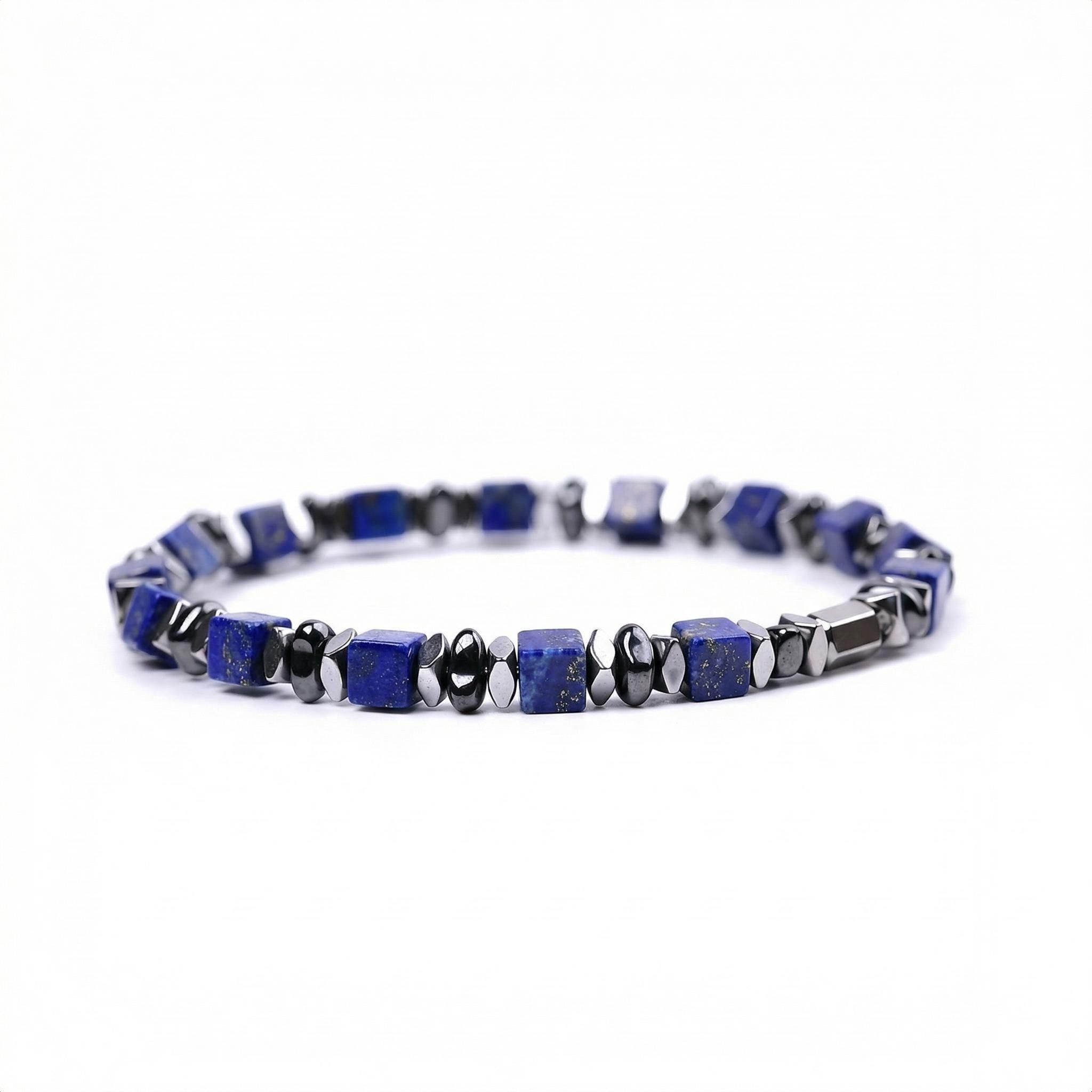 Natural 4mm Hematite Cube Beads Stretch Bracelet – Stackable Spacer Bracelet for Women & Girls, Healing Stone Jewelry, Minimalist Gift