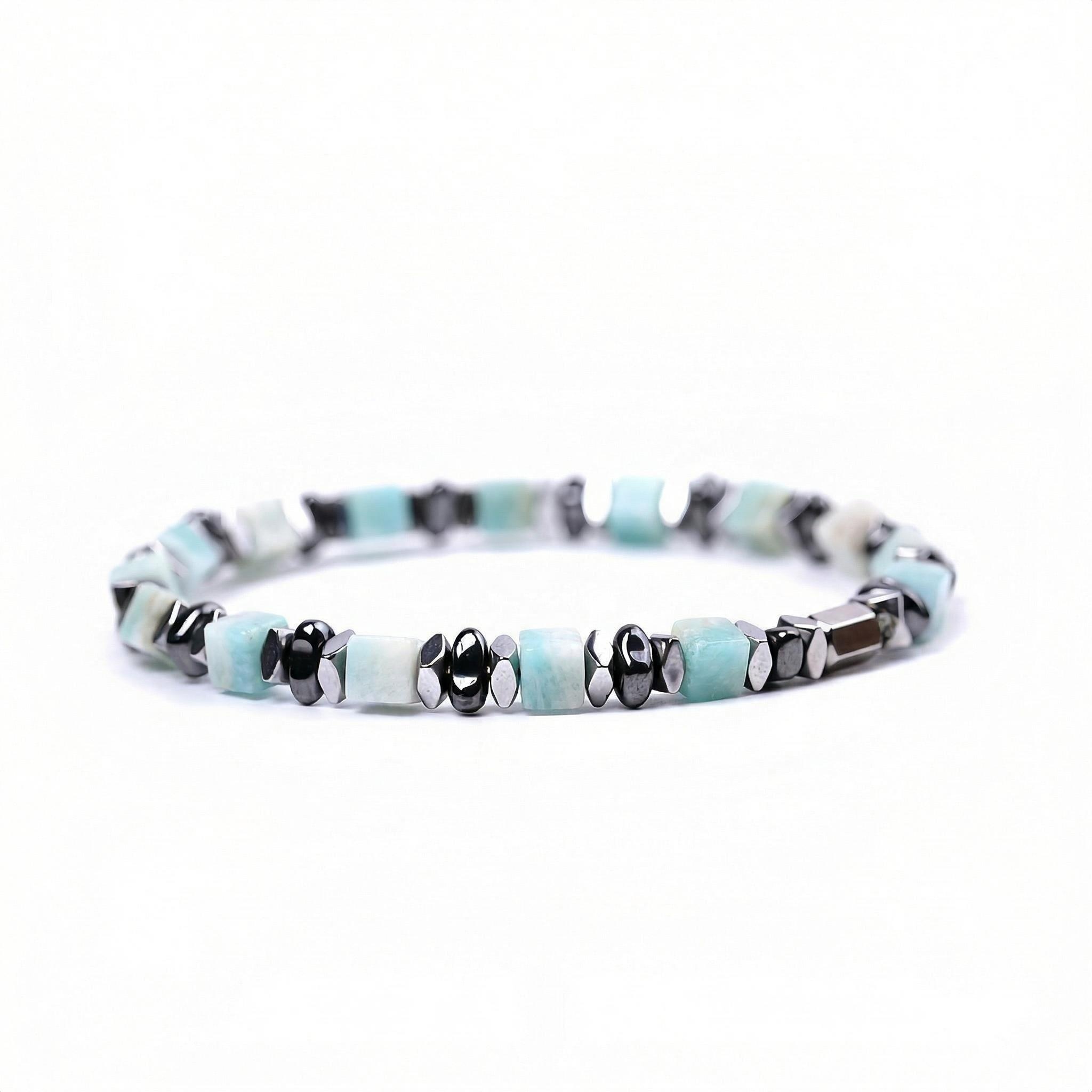 Natural 4mm Hematite Cube Beads Stretch Bracelet – Stackable Spacer Bracelet for Women & Girls, Healing Stone Jewelry, Minimalist Gift