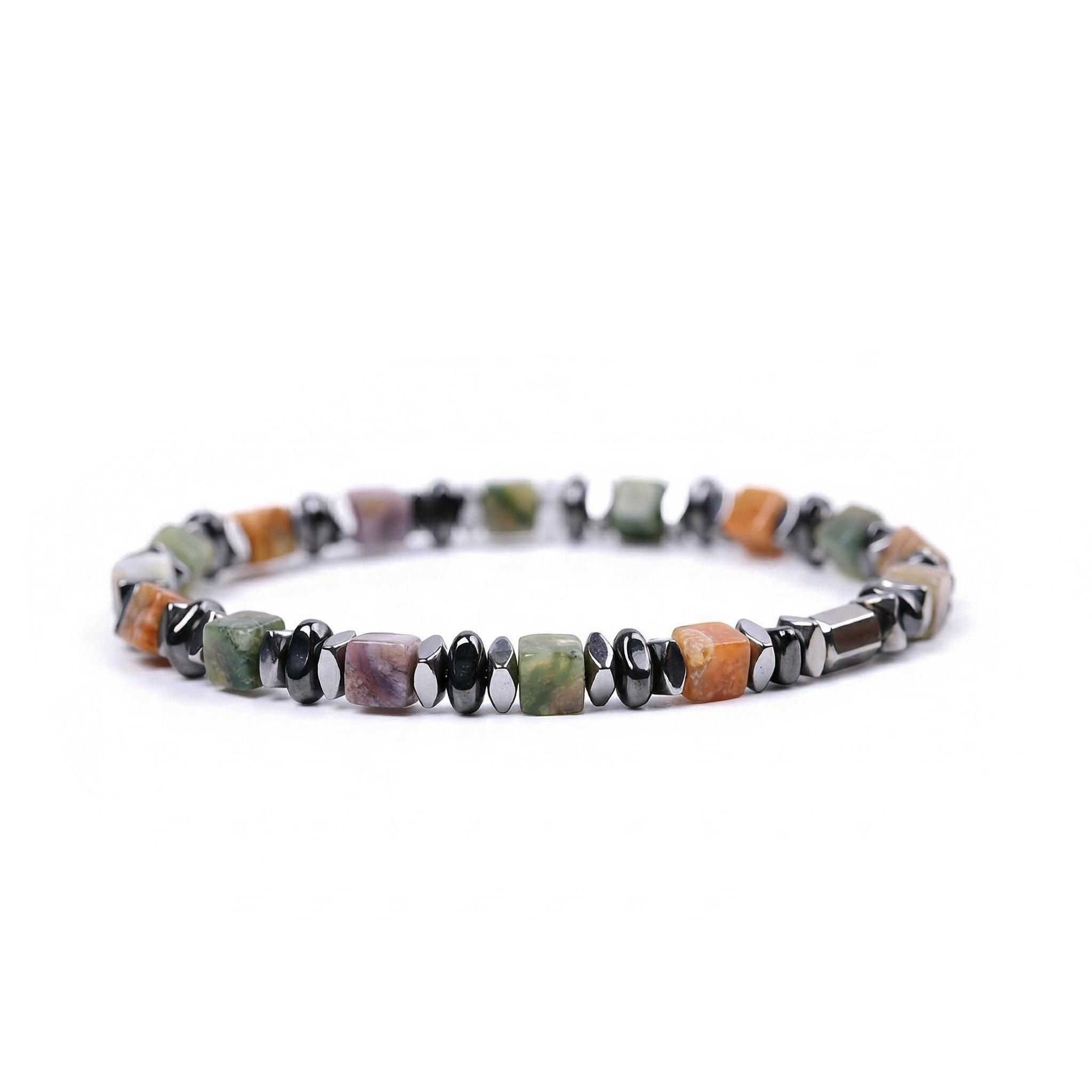 Natural 4mm Hematite Cube Beads Stretch Bracelet – Stackable Spacer Bracelet for Women & Girls, Healing Stone Jewelry, Minimalist Gift