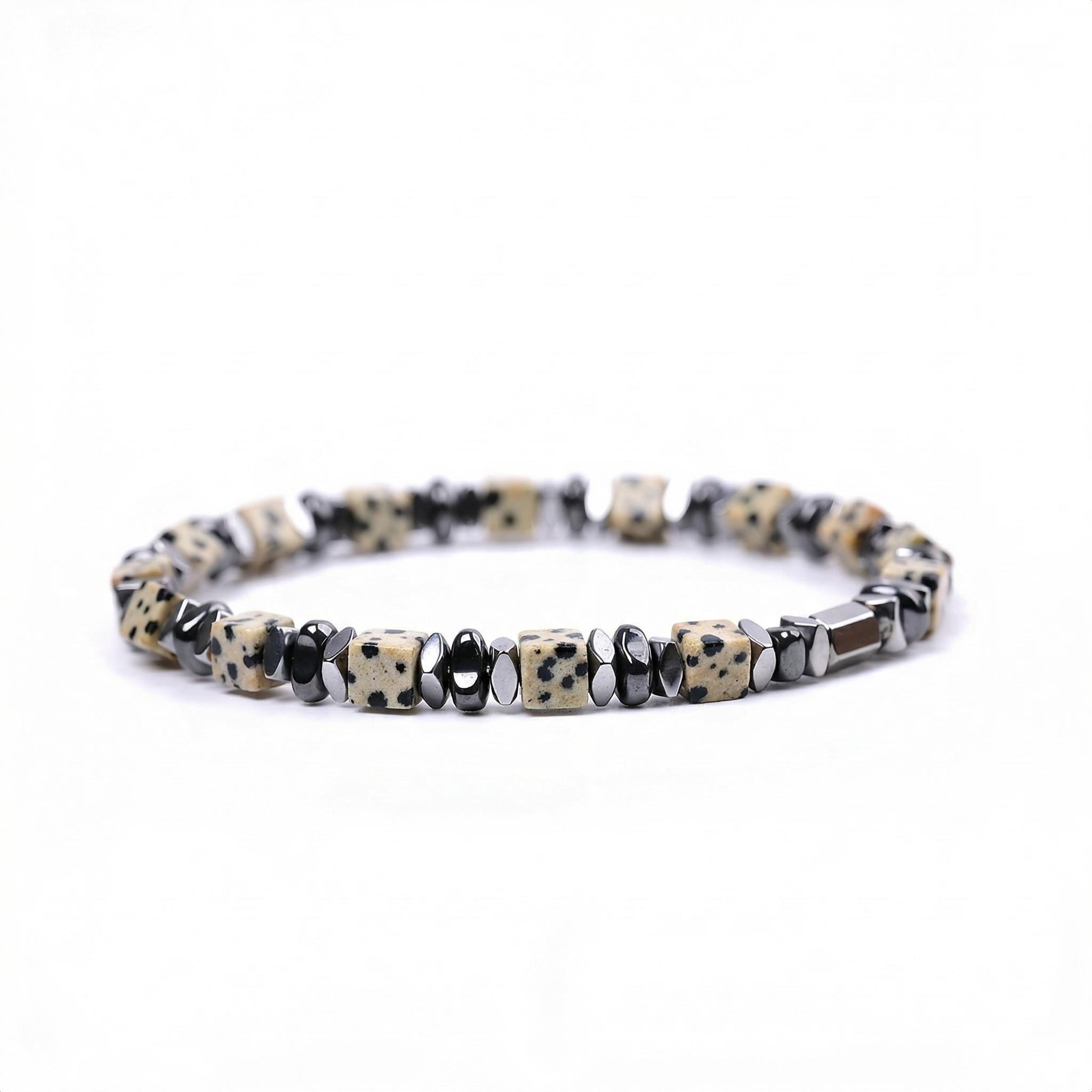 Natural 4mm Hematite Cube Beads Stretch Bracelet – Stackable Spacer Bracelet for Women & Girls, Healing Stone Jewelry, Minimalist Gift