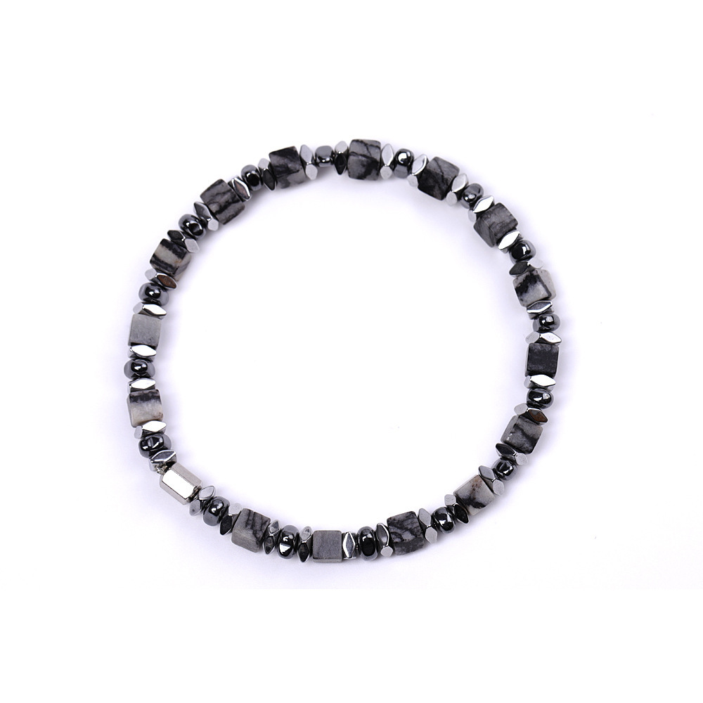 Natural 4mm Hematite Cube Beads Stretch Bracelet – Stackable Spacer Bracelet for Women & Girls, Healing Stone Jewelry, Minimalist Gift