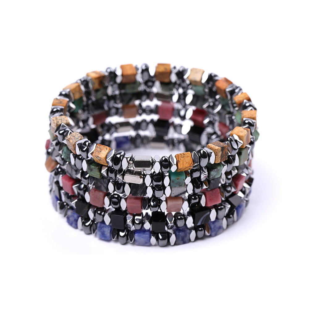 Natural 4mm Hematite Cube Beads Stretch Bracelet – Stackable Spacer Bracelet for Women & Girls, Healing Stone Jewelry, Minimalist Gift