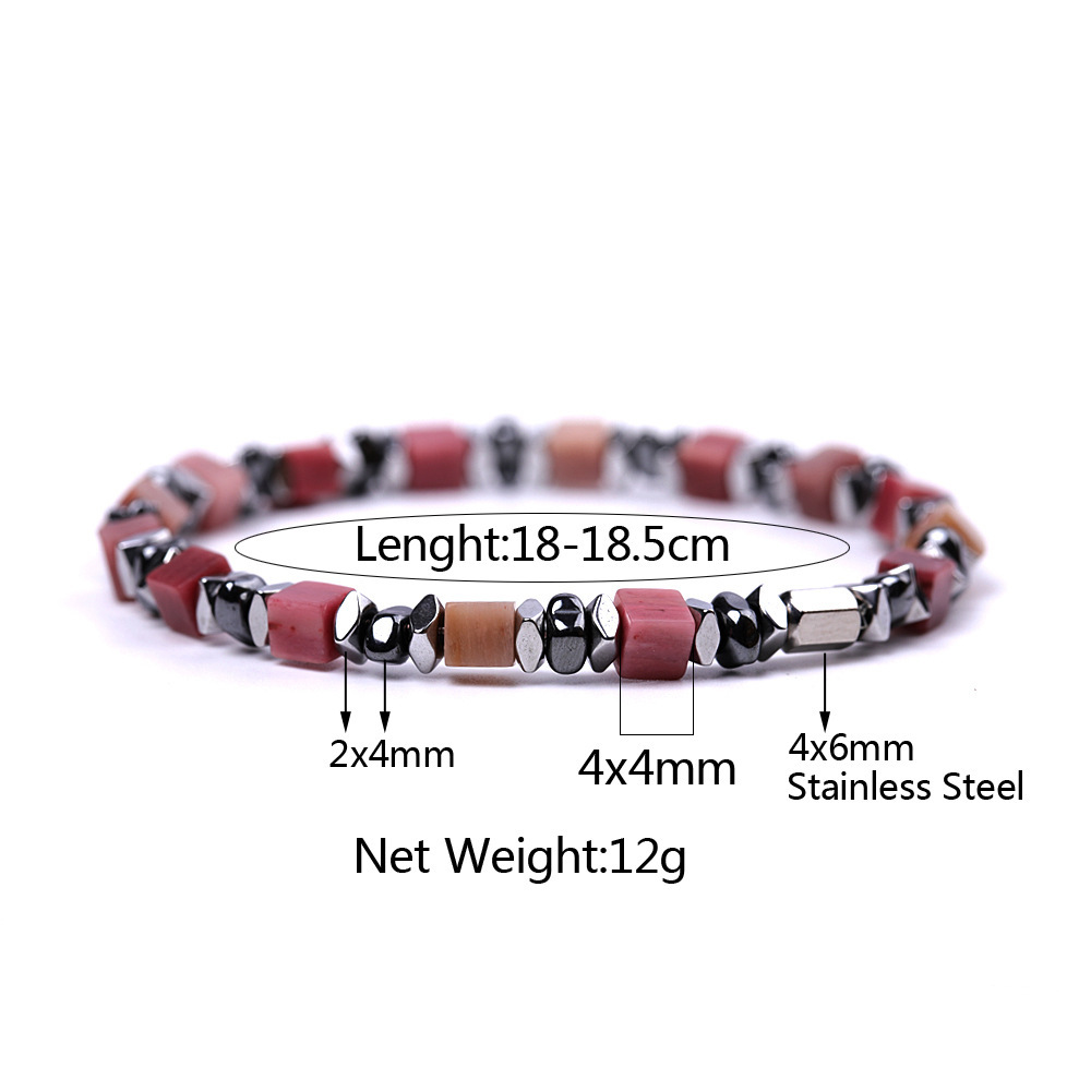 Natural 4mm Hematite Cube Beads Stretch Bracelet – Stackable Spacer Bracelet for Women & Girls, Healing Stone Jewelry, Minimalist Gift