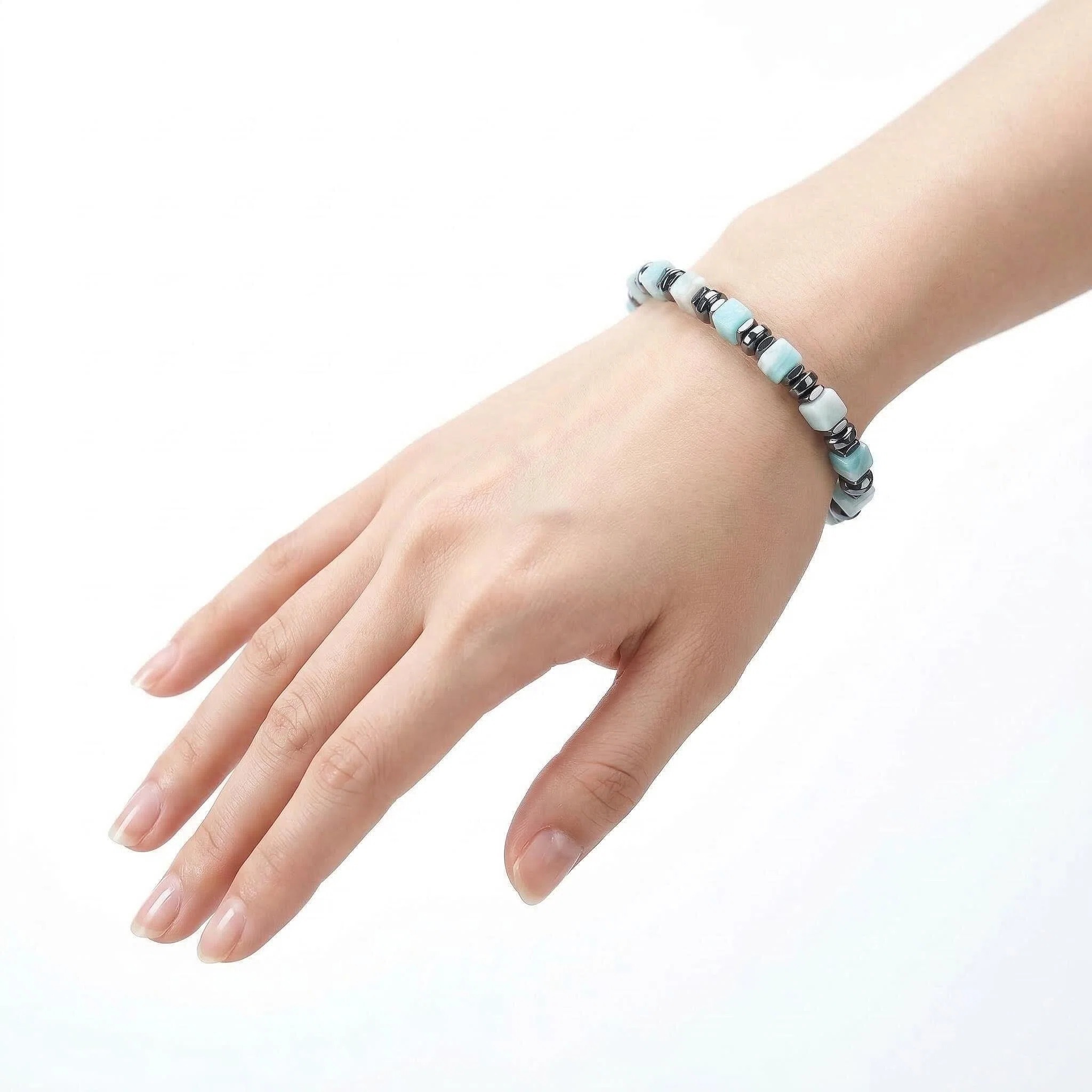 Natural 4mm Hematite Cube Beads Stretch Bracelet – Stackable Spacer Bracelet for Women & Girls, Healing Stone Jewelry, Minimalist Gift