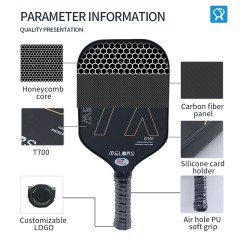 Carbon fiber pickleball racket with textured surface for spin and precision

