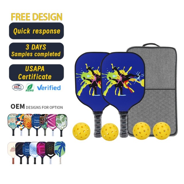 Customized Carbon Fiber Graphite Pickleball Paddle Sample Available Usapa Approved Pickleball with PP Honeycomb core Custom Cheap Carbon Fiber Pickleball Paddle Tennis Racket,Melors Fitness