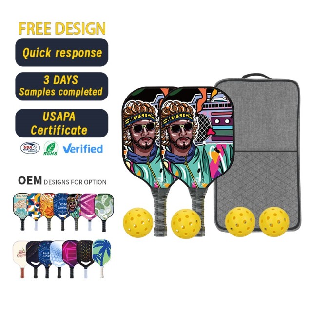 Custom logo pickleball paddle available in 3K/12K/18K carbon textures