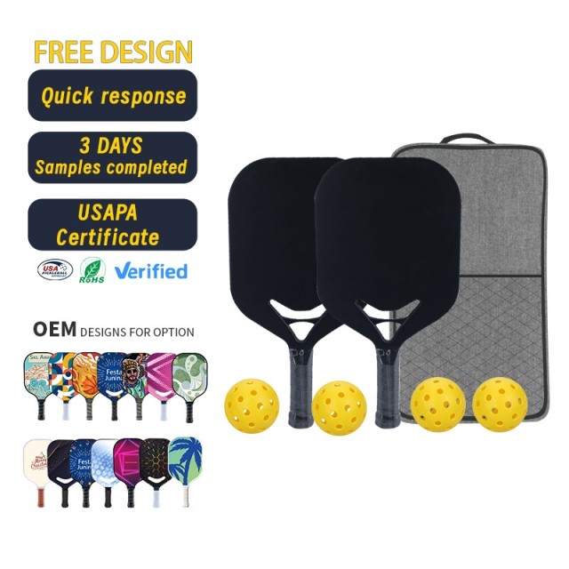 Customizable pickleball paddles with fiberglass core, factory production and quality certifications