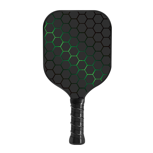Professional paddle with honeycomb polymer core for shock absorption and precision