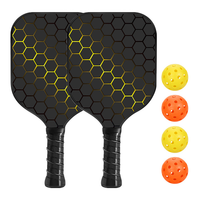 Pickleball paddle set including two graphite paddles and accessories for adults