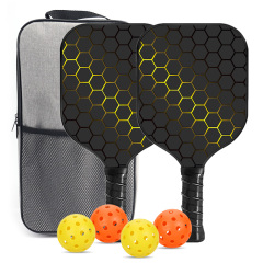 Adult pickleball paddle with carbon fiber face and polymer honeycomb core