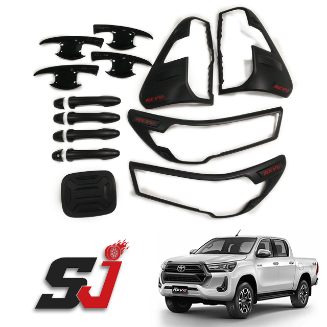 Factory Direct Car Accessories Head Tail Light Cover Door Handle Cover Body Kit Combo Set for Toyota Hilux 2003-2022