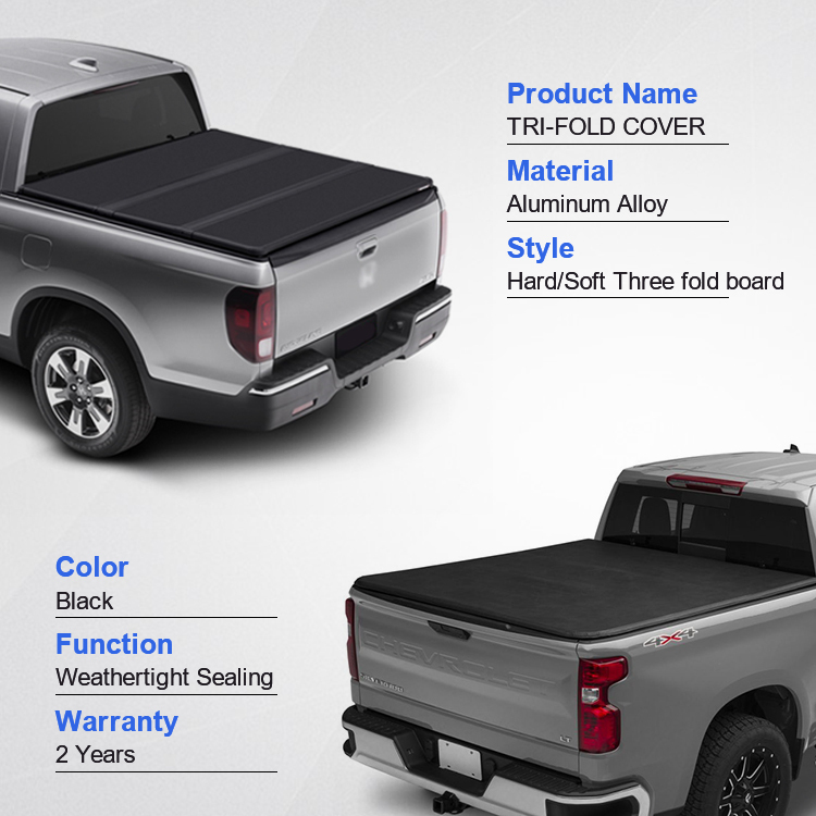 4x4 Pickup Truck Accessories Soft Tri Folding Tonneau Cover for Toyota Hilux Ford Ranger F150 Isuzu Dmax