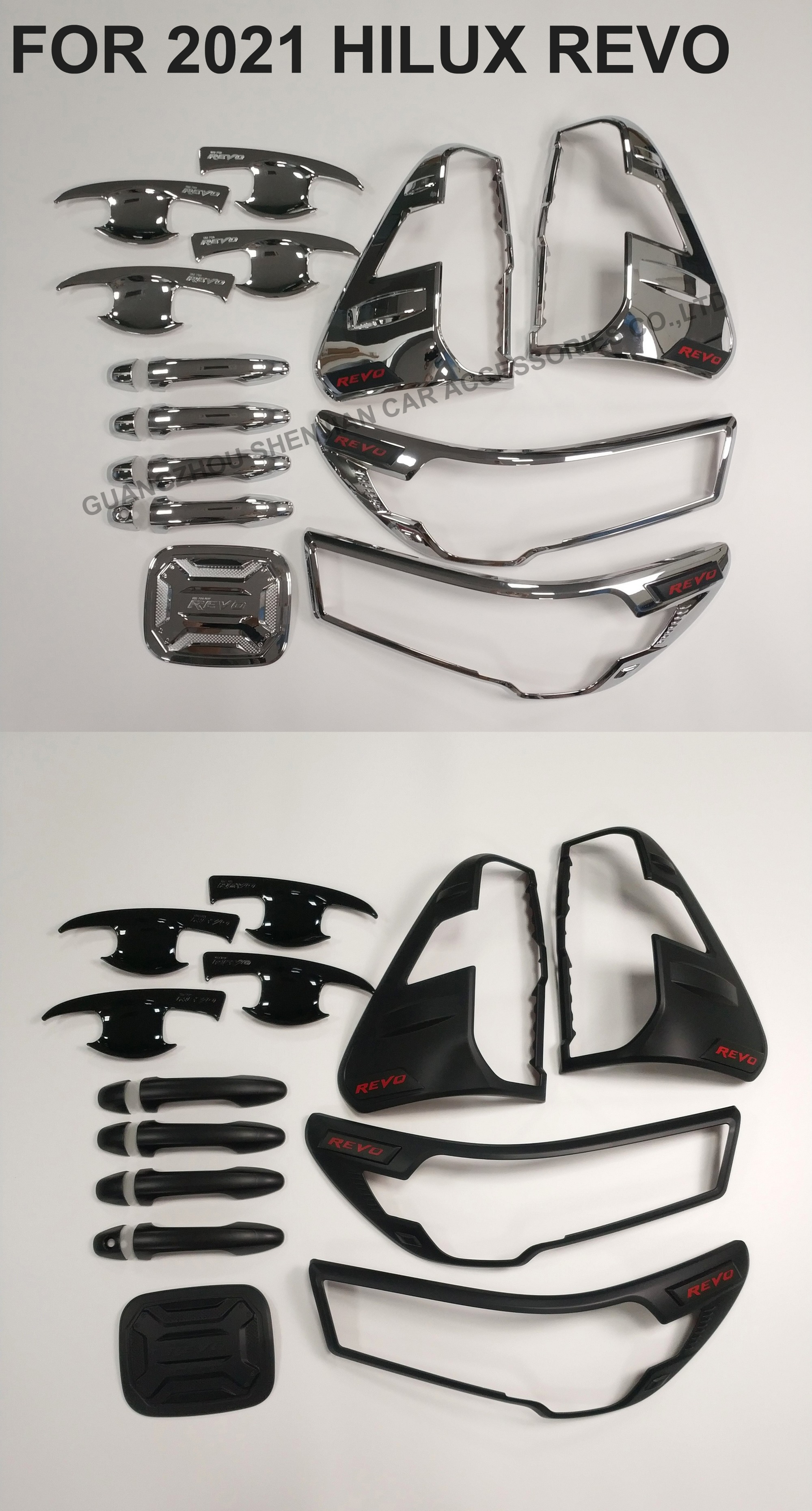 Factory Direct Car Accessories Head Tail Light Cover Door Handle Cover Body Kit Combo Set for Toyota Hilux 2003-2022