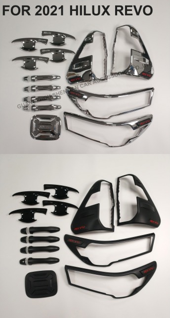 Factory Direct Car Accessories Head Tail Light Cover Door Handle Cover Body Kit Combo Set for Toyota Hilux 2003-2022