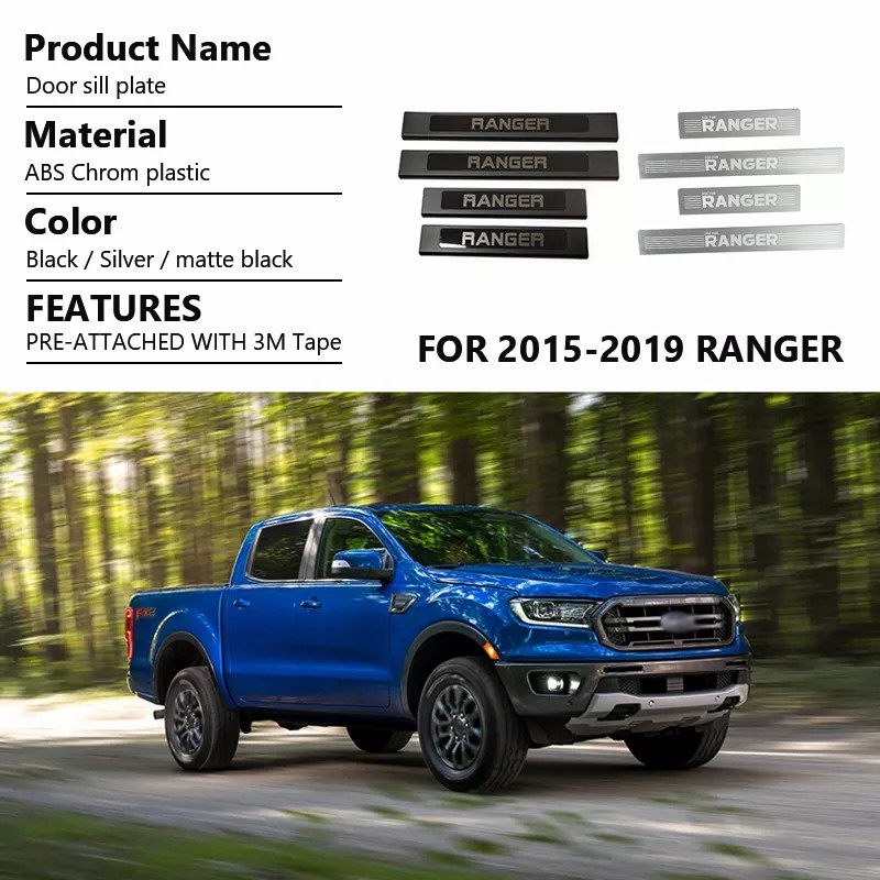 Factory Price Trim Protect Door Sill Plate Car Accessories for Ford 2015-2019 Ranger Body Kit