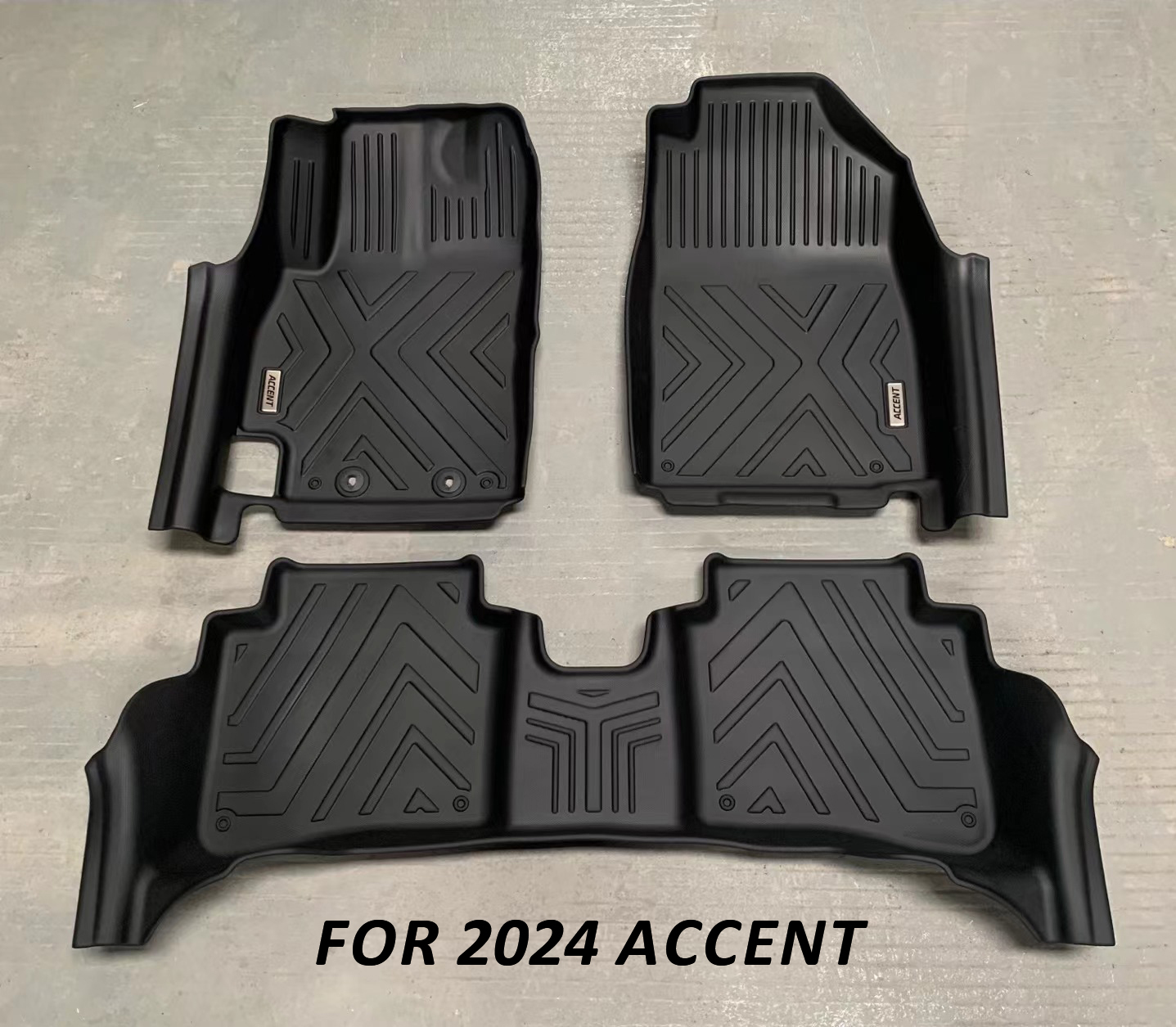 Premium Rubber Car Floor Mats 3 Pieces for Hyundai Accent 2024