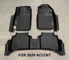 Premium Rubber Car Floor Mats 3 Pieces for Hyundai Accent 2024
