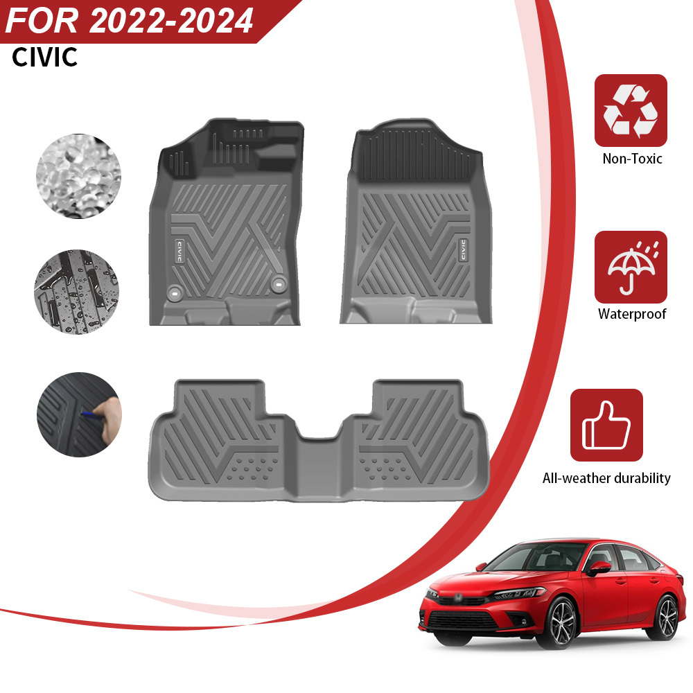 3D Car Floor Liner Mats for Honda Civic 2022-2024