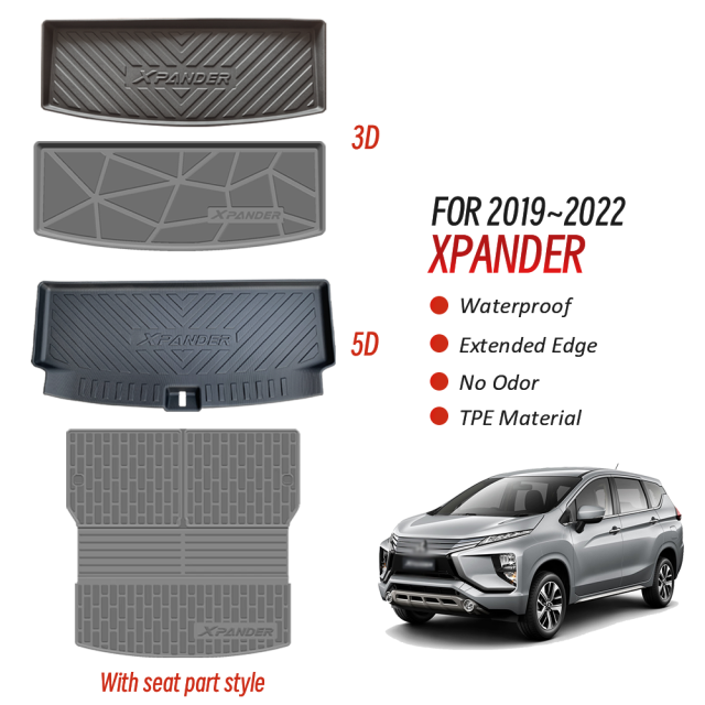 High Quality TPE 5D Car Trunk Mats Liners for Mitsubishi Xpander 2018-2022