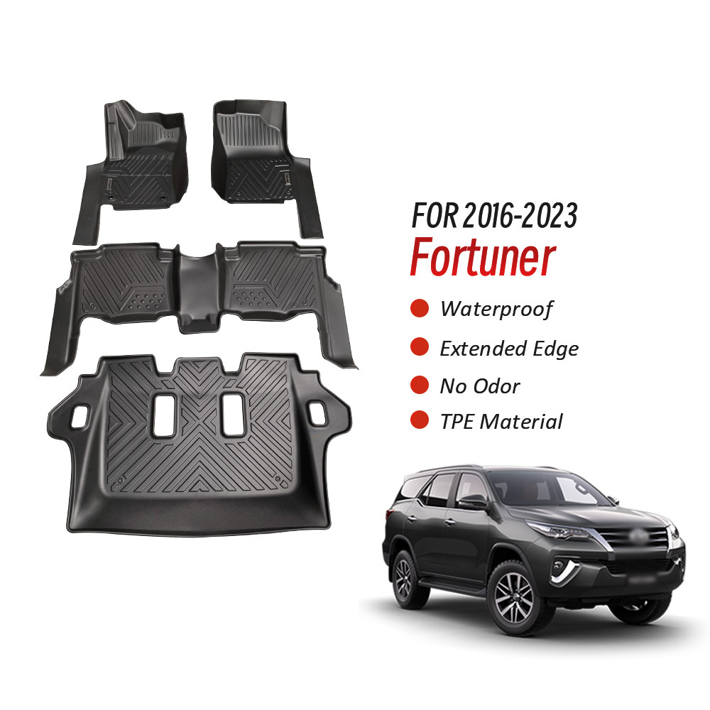 Luxury 7D Car Floor Mats for Toyota Fortuner 2016-2023