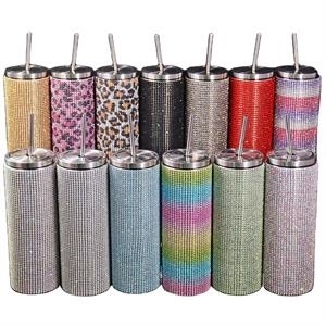 20 oz Diamond Bling Stainless Steel Straw Tumblers