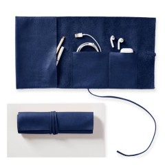 Leather Charger Organizer Roll Up Bag