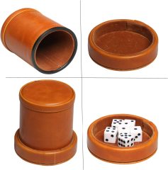 MI356CD Leatherette Dice Cup with Lid Includes 6 Dices