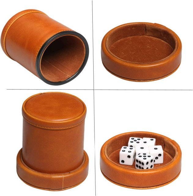 MI356CD Leatherette Dice Cup with Lid Includes 6 Dices