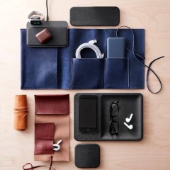 Leather Charger Organizer Roll Up Bag