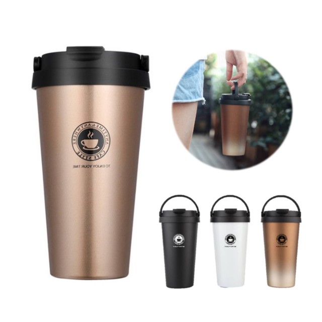 17oz Travel Insulated Coffee Cup with Lid and Handle