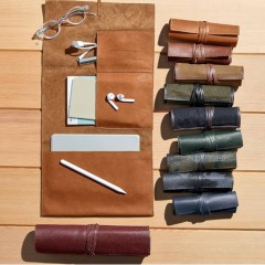 Leather Charger Organizer Roll Up Bag