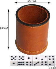 MI356CD Leatherette Dice Cup with Lid Includes 6 Dices