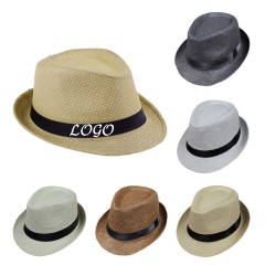 Short Brim Fedora Straw Sun Hat