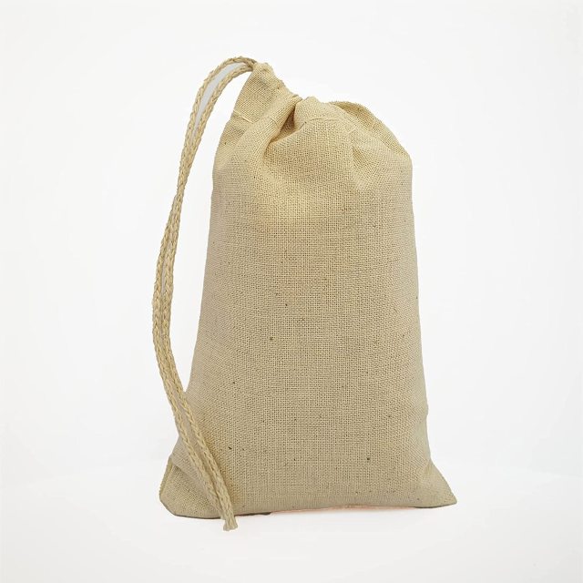 MI566CD 8"x10.5" 100% Cotton Single Draw Rope Carrying Pouch