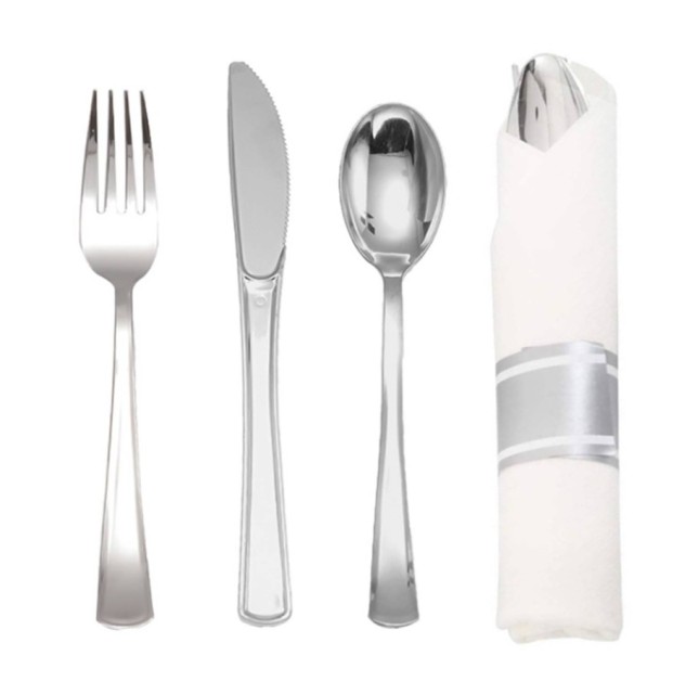 Pre Rolled Plastic Silverware Sets for Parties