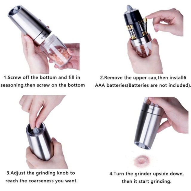 Gravity Electric Stainless Steel Pepper and Salt Grinder Set