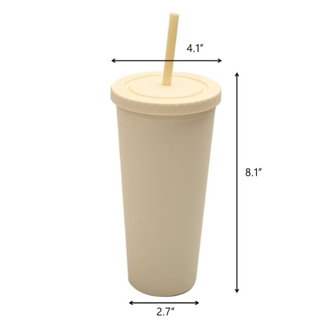 24oz Plastic Tumbler with Lid and Straw