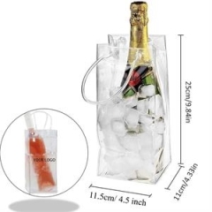 Portable handle PVC Ice drink clear wine bottle Bags