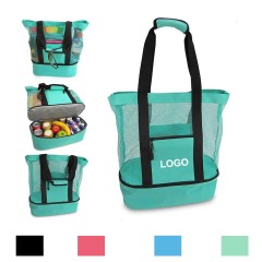 Outdoor Insulated Mesh Beach Tote Pool Bag with Cooler
