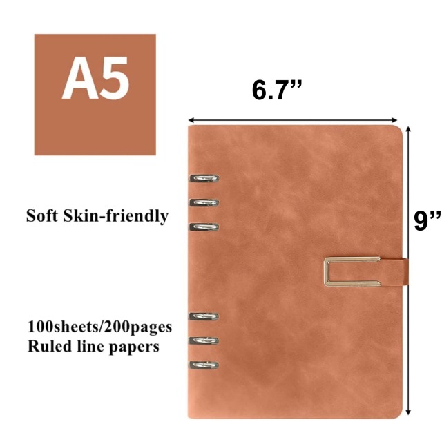A5 pu leather customized loose-leaf magnetic buckle notebook