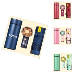 3pcs High End Business Gift Set, Umbrella/Fan/Tumbler