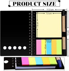 5.5 inch Spiral Notebook with sticky notes and pen