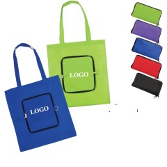 Foldable Non-woven Tote Bag with Zipper and Handle