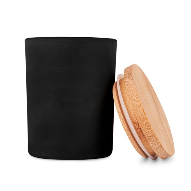 Wax Candle in Glass Jar w/Bamboo Lid