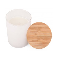 Wax Candle in Glass Jar w/Bamboo Lid