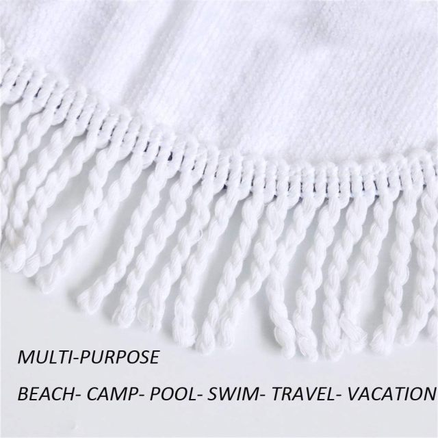 220gsm microfiber picnic round beach towel with tassels