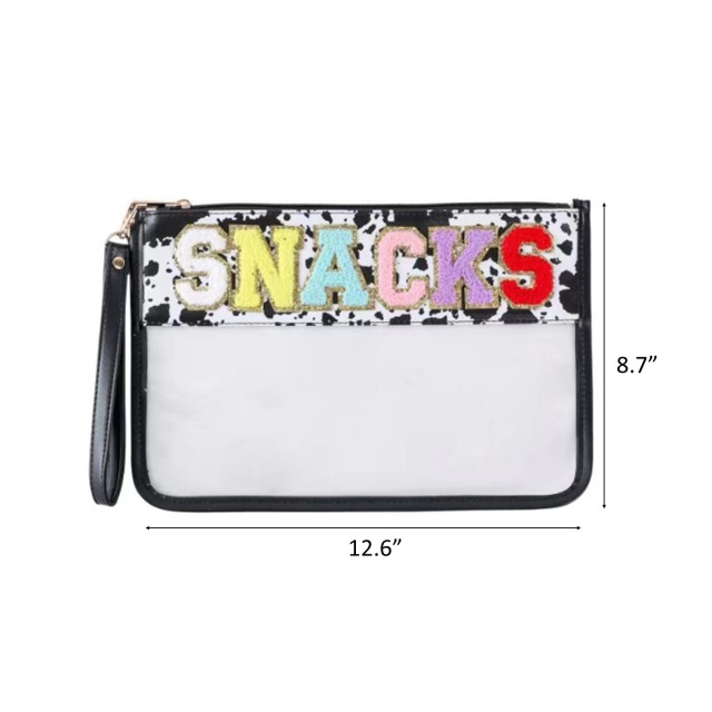 Glitter Chenille Letter Clear Makeup Bag Purse